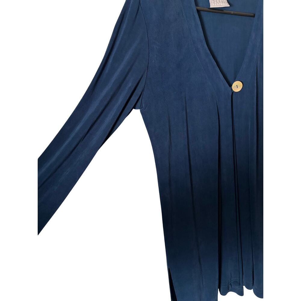 Rabbit Rabbit‎ Rabbit Designs Navy Open Front Cardigan Long Sleeve Button Duster - Picture 2 of 6